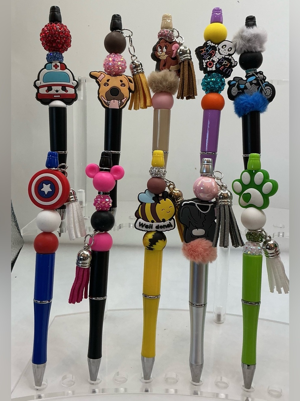 10 KIDS PENS-BEADED HANDMADE RANDOM BUT SUGGESTED - Picture 2 of 13